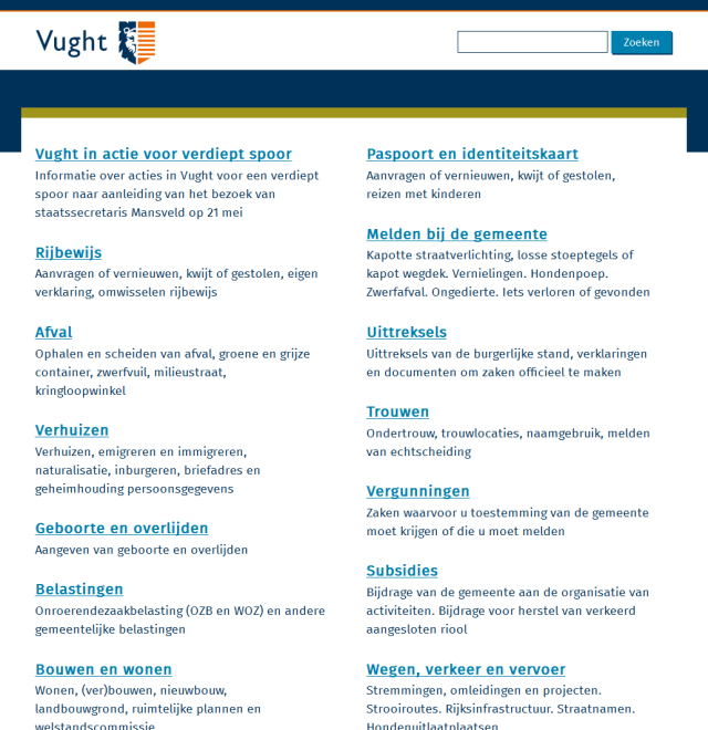 Screenshot Vught homepage